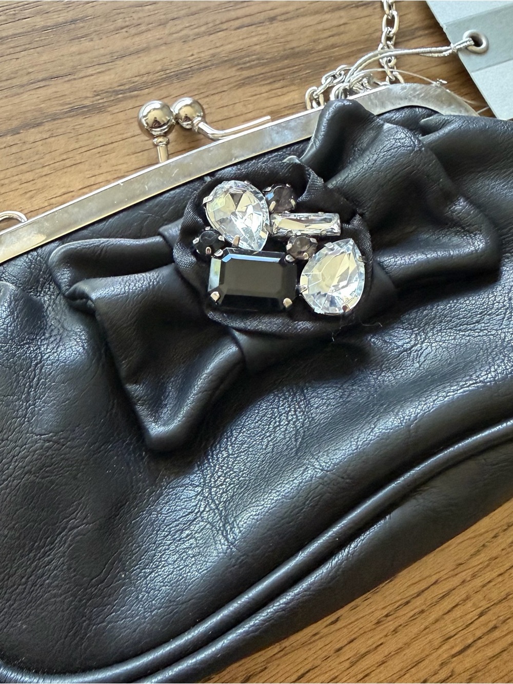 NWT Jessica Simpson Small Black Bow Rhinstone Cross Body Purse